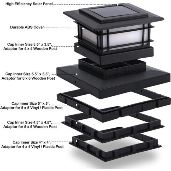 8 Pack Solar Post Cap Lights Outdoor with Flickering Flame Light - Picture 3 of 7